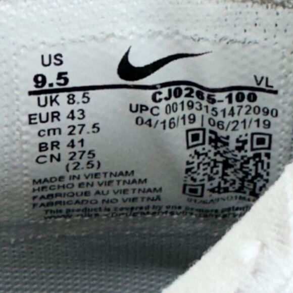 Nike Alpha Huarache 7 Pro LAX Cleats Mens 9.5 White Black CJ0265-100 Lacrosse